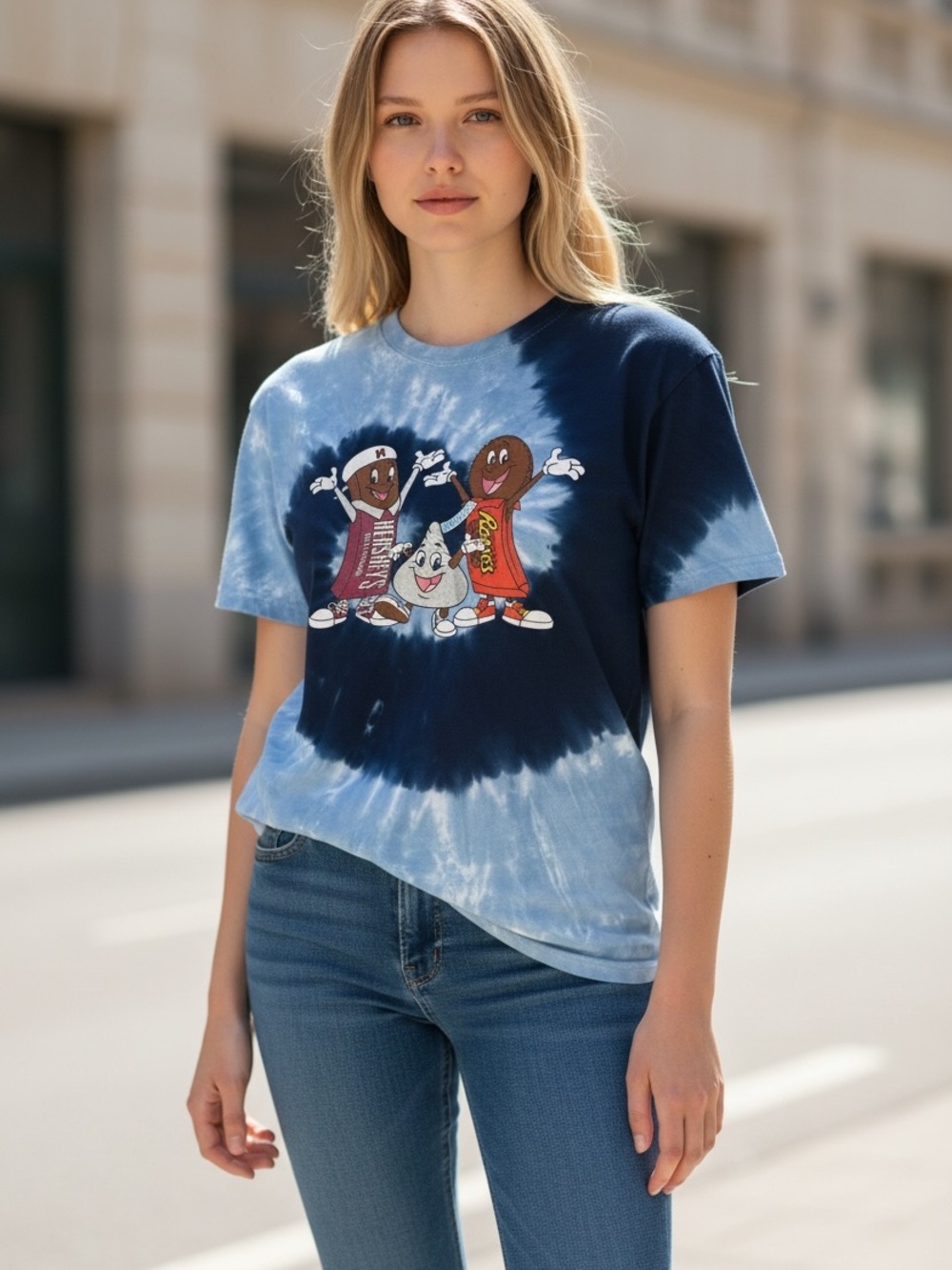 Gildan Hershey's Chocolate & Reese's Character Graphic Tie-Dye T-Shirt